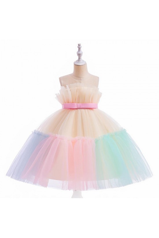 Cute Tulle Princess Wedding Party Flower Girl Dresses with Bowknot XF101115