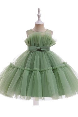 Cute Tulle Princess Wedding Party Flower Girl Dresses with Bowknot XF101115