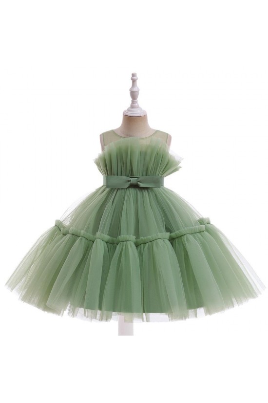 Cute Tulle Princess Wedding Party Flower Girl Dresses with Bowknot XF101115