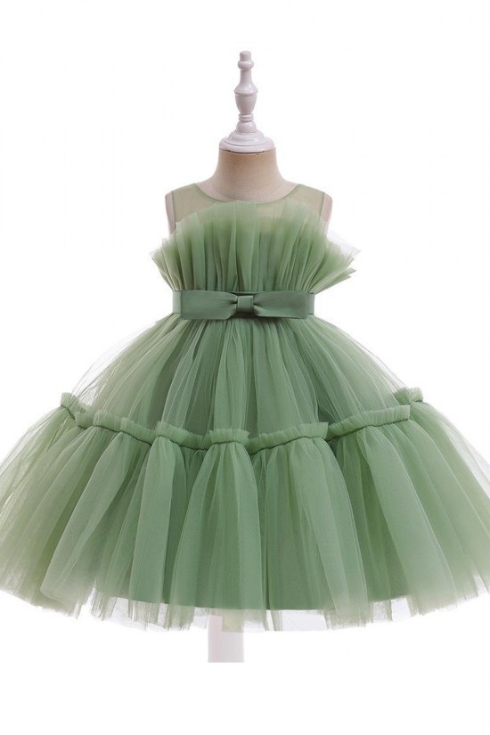 Cute Tulle Princess Wedding Party Flower Girl Dresses with Bowknot XF101115