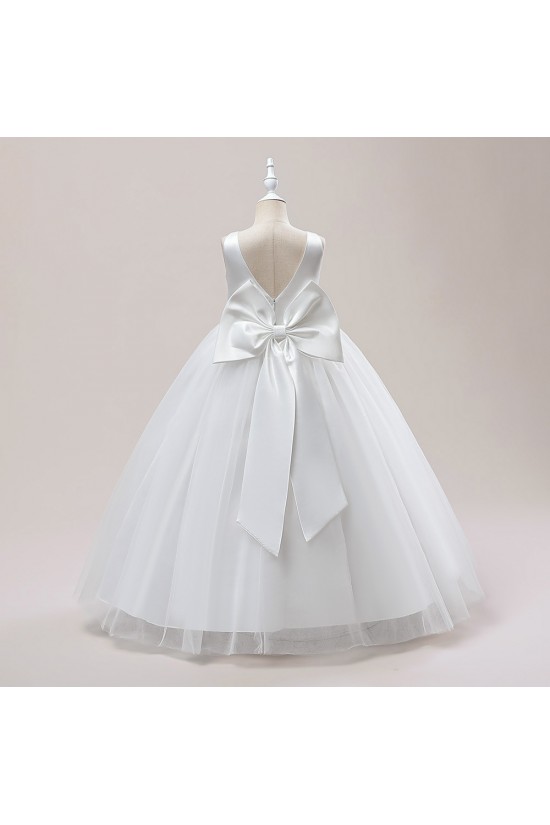 A-Line V Neck Wedding Birthday Party Flower Girl Dresses with Bowknot XF101116