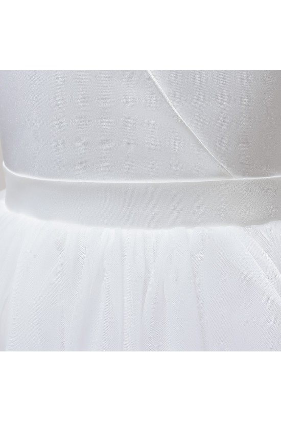 A-Line V Neck Wedding Birthday Party Flower Girl Dresses with Bowknot XF101116