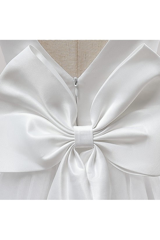 A-Line V Neck Wedding Birthday Party Flower Girl Dresses with Bowknot XF101116