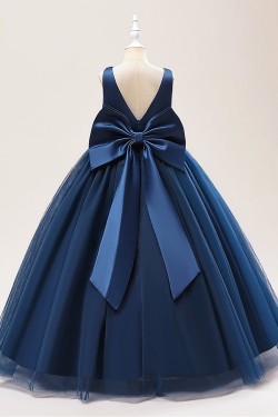 A-Line V Neck Princess Wedding Party Flower Girl Dresses with Bowknot XF101117