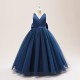 A-Line V Neck Princess Wedding Party Flower Girl Dresses with Bowknot XF101117