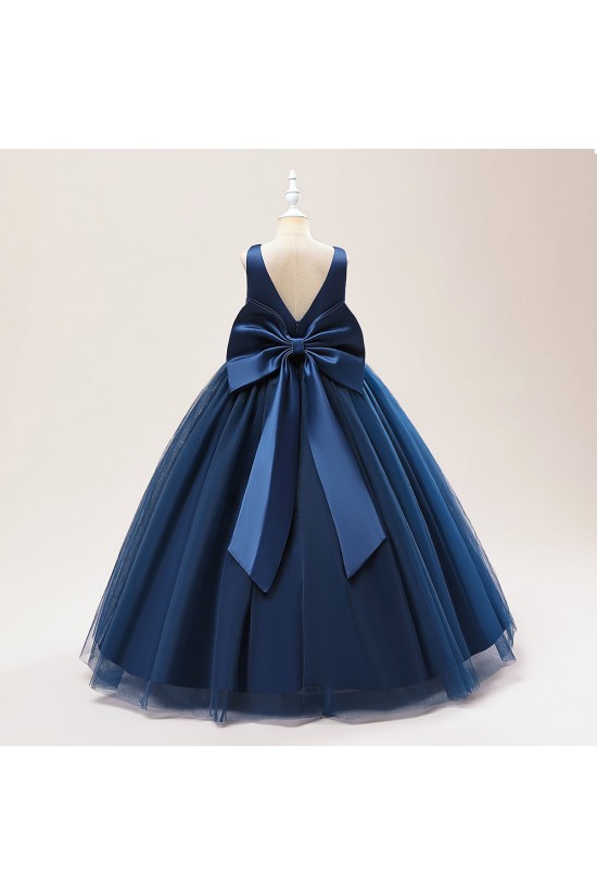 A-Line V Neck Princess Wedding Party Flower Girl Dresses with Bowknot XF101117
