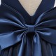 A-Line V Neck Princess Wedding Party Flower Girl Dresses with Bowknot XF101117
