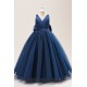 A-Line V Neck Princess Wedding Party Flower Girl Dresses with Bowknot XF101117