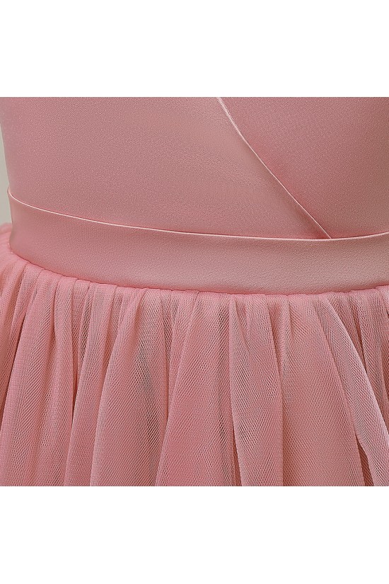 A-Line V Neck Wedding Party Flower Girl Dresses with Bowknot XF101119