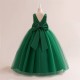 A-Line V Neck Wedding Party Flower Girl Dresses with Bowknot XF101120