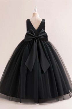 A-Line V Neck Wedding Party Flower Girl Dresses with Bowknot XF101121