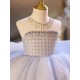 A-Line Luxury Kids Princess Dusty Blue Pageant Gowns Flower Girl Dress with Sequins and Beaded Illusion Neckline XF101123 A-Line Luxury Kids Princess Dusty Blue Pageant Gowns Flower Girl Dress with Sequins and Beaded Illusion Neckline XF101123