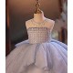 A-Line Luxury Kids Princess Dusty Blue Pageant Gowns Flower Girl Dress with Sequins and Beaded Illusion Neckline XF101123 A-Line Luxury Kids Princess Dusty Blue Pageant Gowns Flower Girl Dress with Sequins and Beaded Illusion Neckline XF101123