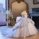 A-Line Luxury Kids Princess Dusty Blue Pageant Gowns Flower Girl Dress with Sequins and Beaded Illusion Neckline XF101123 A-Line Luxury Kids Princess Dusty Blue Pageant Gowns Flower Girl Dress with Sequins and Beaded Illusion Neckline XF101123