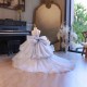 A-Line Luxury Kids Princess Dusty Blue Pageant Gowns Flower Girl Dress with Sequins and Beaded Illusion Neckline XF101123 A-Line Luxury Kids Princess Dusty Blue Pageant Gowns Flower Girl Dress with Sequins and Beaded Illusion Neckline XF101123