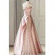 A-Line Strapless Long Satin and Tulle Prom Dresses Formal Evening Party Dresses XP101001