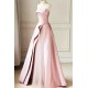 A-Line Strapless Long Satin and Tulle Prom Dresses Formal Evening Party Dresses XP101001