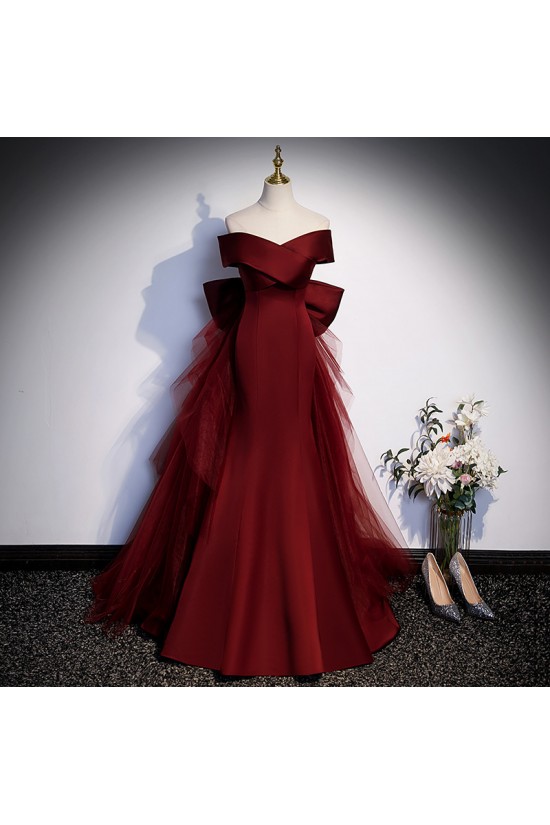 Elegant Mermaid Off the Shoulder Long Prom Dresses Formal Evening Party Dresses XP101004