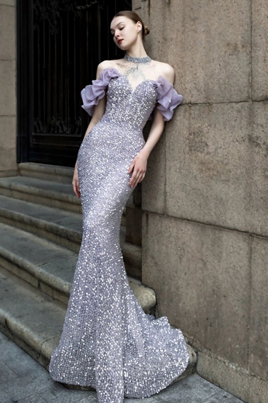 Luxury Mermaid Sequins Long Prom Dresses Formal Evening Party Dresses XP101005