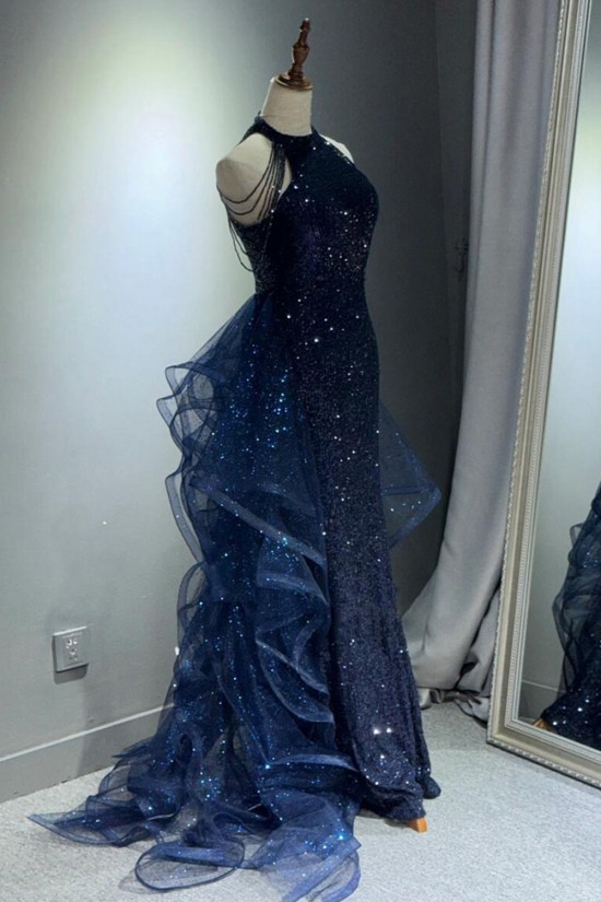 Gorgeous Sequins Tulle Long Prom Dresses Formal Evening Party Dresses XP101006