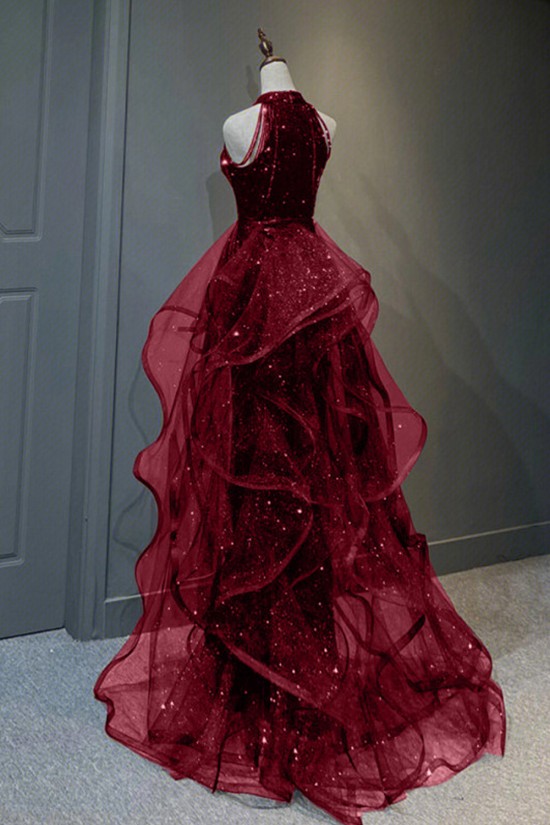 Luxury Sequins Tulle Long Prom Dresses Formal Evening Party Dresses XP101007