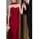 Simple Strapless Red Long Prom Dresses Formal Evening Party Dresses XP101008