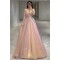 A-Line Off the Shoulder Sequins Tulle Long Pink Prom Dresses Formal Evening Party Dresses XP101010