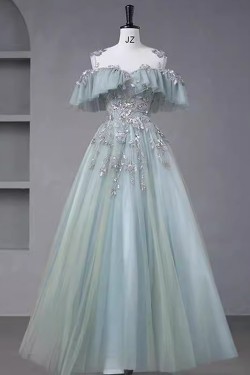 A-Line Tulle Long Prom Dresses Formal Evening Party Dresses XP101017