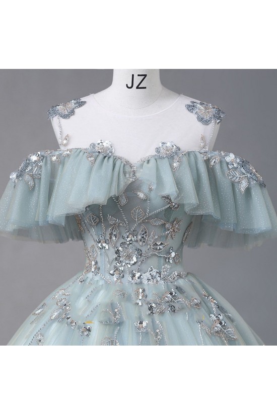 A-Line Tulle Long Prom Dresses Formal Evening Party Dresses XP101017