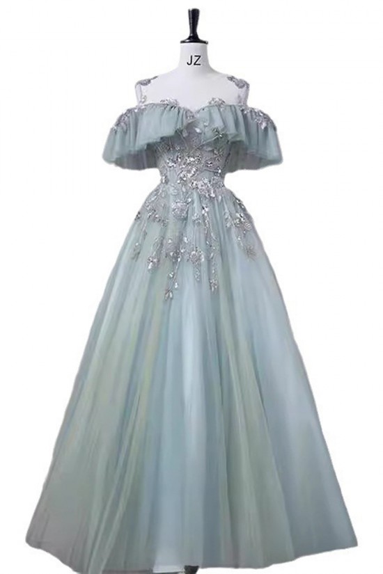 A-Line Tulle Long Prom Dresses Formal Evening Party Dresses XP101017