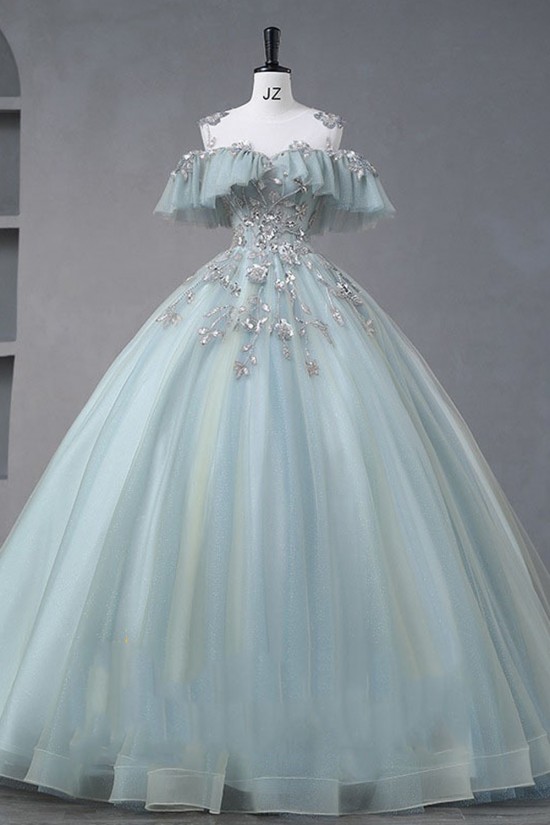 A-Line Tulle Long Prom Dresses Formal Evening Party Dresses XP101017