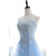 A-Line Lace and Tulle Blue Prom Dresses Formal Evening Party Dresses XP101018