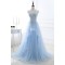 A-Line Lace and Tulle Blue Prom Dresses Formal Evening Party Dresses XP101018