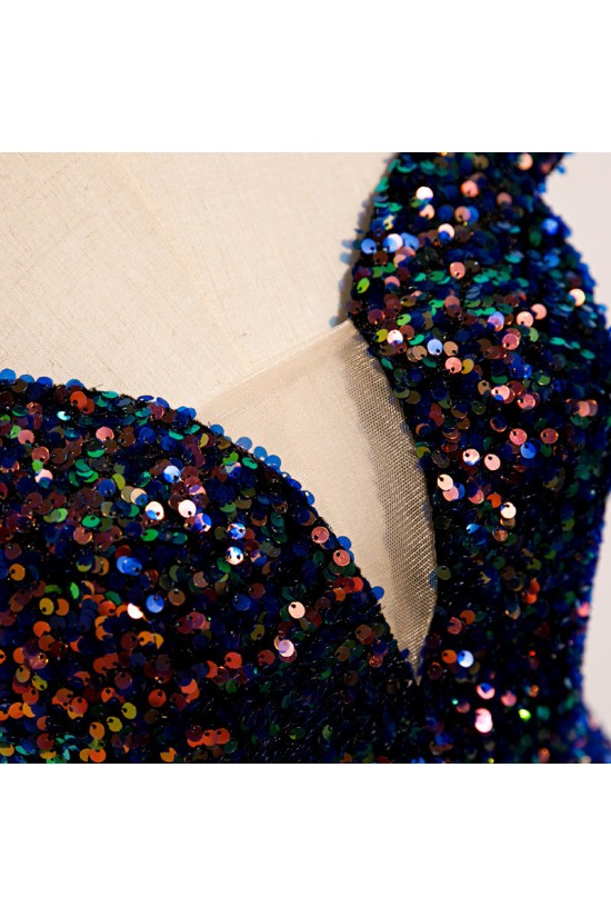 Mermaid Long Navy Sparkle Sequins Prom Dresses Formal Evening Party Dresses XP101020