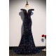 Mermaid Long Navy Sparkle Sequins Prom Dresses Formal Evening Party Dresses XP101020