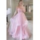A-Line Spaghetti Straps Tulle Prom Dresses Formal Evening Party Dresses XP101025
