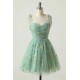 A-Line Spaghetti Straps Tulle Embroidery Floral Short Prom Dresses Homecoming Dresses XP101027