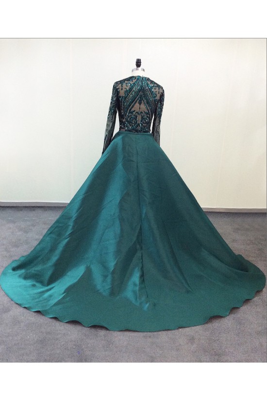 Elegant Mermaid Dark Green Sequined Satin Prom Evening Party Dresses Celebrity Pageant Gowns XP101028