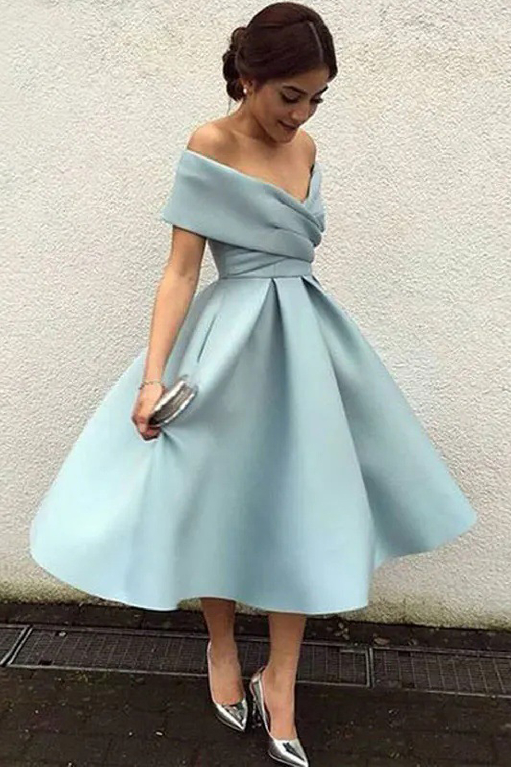 tea length cocktail dresses Short Sleeve Dress by Cinderella Divine CD0187 Homecoming Dresses Designer Lulus | White Jacquard Bustier