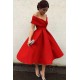 A-Line Tea Length Cocktail Dresses Prom Party Dresses Off the Shoulder Wedding Guest Homecoming Dresses XP101030