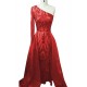 Elegant Mermaid Dark Green One Shoulder Sequined Satin Prom Dresses Formal Evening Party Dresses XP101031