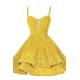 A-Line Short Sequins Homecoming Dresses Sparkly Tiered V Neck Spaghetti Straps Short Prom Dresses Cocktail Party Gowns XP101033