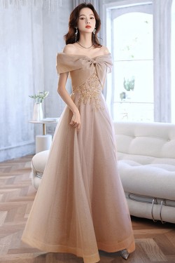 A-Line Off the Shoulder Long Blue Prom Dresses Formal Evening Party Dresses XP101034