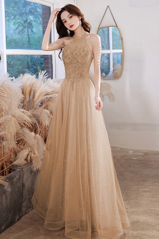 A-Line Long Pink Luxury Beaded Prom Dresses Formal Evening Party Dresses XP101035