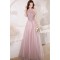 A-Line Long Pink Luxury Beaded Prom Dresses Formal Evening Party Dresses XP101035