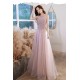 A-Line Long Pink Luxury Beaded Prom Dresses Formal Evening Party Dresses XP101035