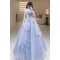 A-Line Long Blue Tulle Prom Dresses Formal Evening Party Dresses XP101036