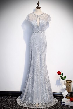 Elegant Mermaid Cap Sleeves Long Prom Dresses Formal Evening Party Dresses XP101037