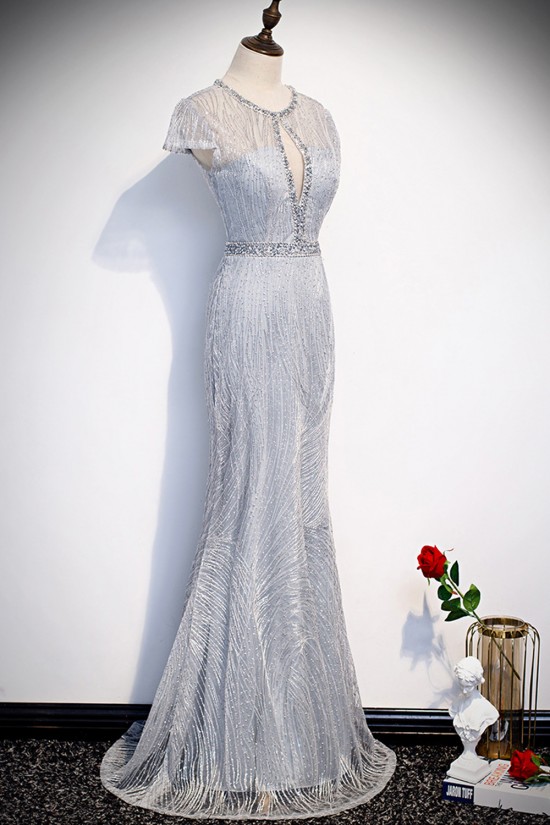 Elegant Mermaid Cap Sleeves Long Prom Dresses Formal Evening Party Dresses XP101037