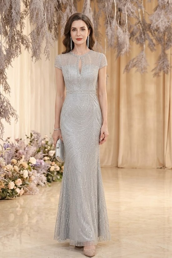 Elegant Mermaid Cap Sleeves Long Prom Dresses Formal Evening Party Dresses XP101037